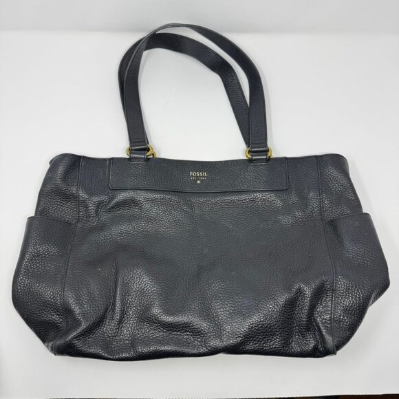 Fossil Issue No. 1954‎ Black Genuine Leather Satchel Purse Bag Messenger Bag - Picture 1 of 16